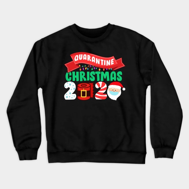 Santa's Wearing Facemask Candy Cane Lights Tree Merry Quarantine Christmas 2020 Crewneck Sweatshirt by mittievance